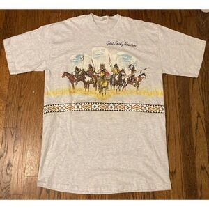 Vintage 90s Habitat T Shirt Size XL Native American Indian Wrap Around Smokies